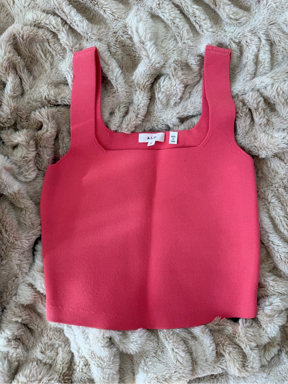 A.L.C. Pink Square-Neck Cropped Tank